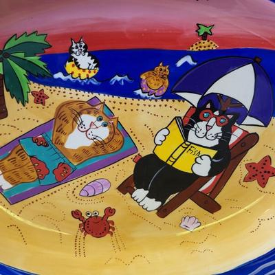 2003 Candace Reider Catzilla Oval Platter