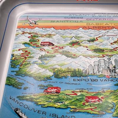 Coca-Cola Tin Trays 1973, Expo 1986 + 4 Tumblers