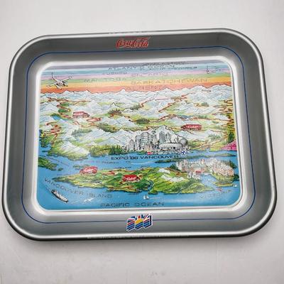 Coca-Cola Tin Trays 1973, Expo 1986 + 4 Tumblers