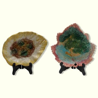 Two MAJOLICA Leaf Dishes (2)
