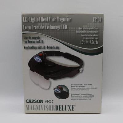 Never Used LED Lighted Head Visor Magnifier - Still in Box