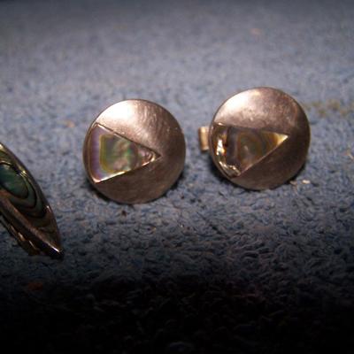 LOT 13 WONDERFUL VINTAGE MEXICO STERLING JEWELRY ABALONE