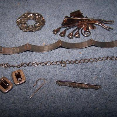 LOT 15 GREAT MISC SCRAP/BROKEN STERLING JEWELRY