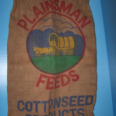 LOT 26 VINTAGE LARGE BURLAP SEED BAG/SACK PLAINSMAN