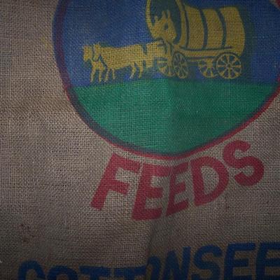 LOT 26 VINTAGE LARGE BURLAP SEED BAG/SACK PLAINSMAN