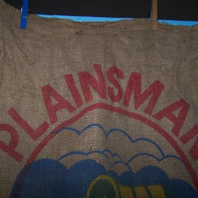 LOT 26 VINTAGE LARGE BURLAP SEED BAG/SACK PLAINSMAN