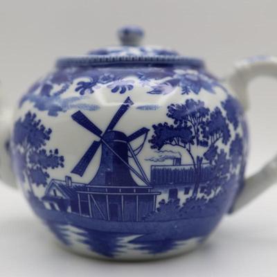 Vintage Ceramic Asian Hand Painted Teapot, Sugar and Creamer