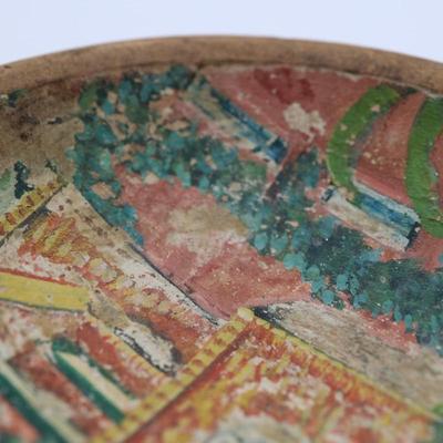 Vintage New Orleans Painting on Wooden Bowl