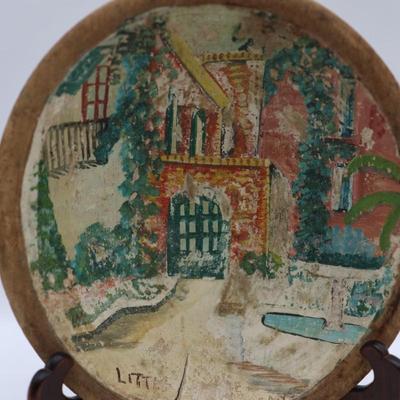 Vintage New Orleans Painting on Wooden Bowl
