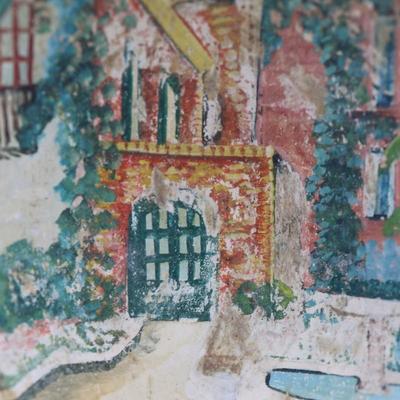Vintage New Orleans Painting on Wooden Bowl