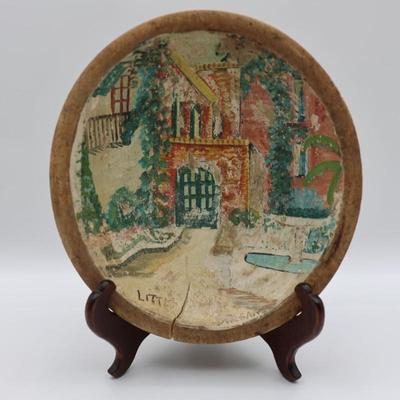 Vintage New Orleans Painting on Wooden Bowl