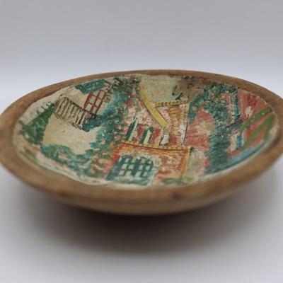 Vintage New Orleans Painting on Wooden Bowl
