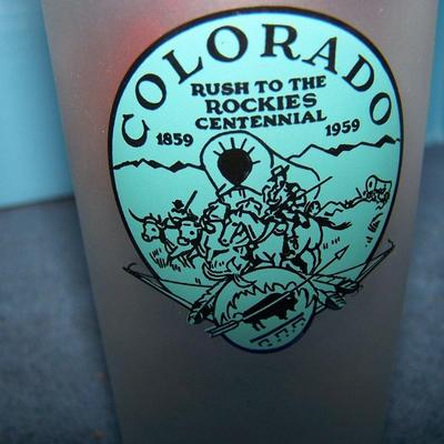 LOT 45 GREAT 1959 RUSH TO THE ROCKIES COLORADO CENTENNIAL GLASSES
