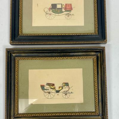 Pair of Vintage Framed Buggy Carriage Prints