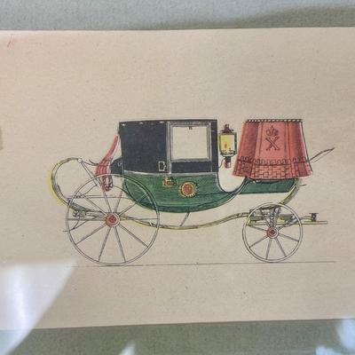 Pair of Vintage Framed Buggy Carriage Prints