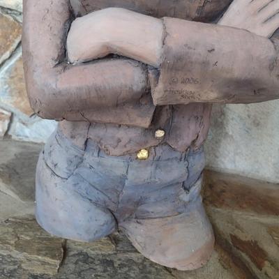Original Terra Cotta Cowgirl Sculpture Signed by Rodney Shaw