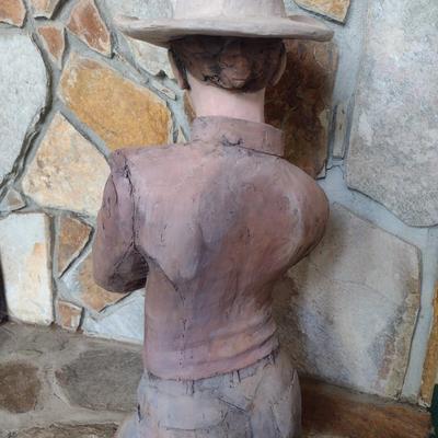 Original Terra Cotta Cowgirl Sculpture Signed by Rodney Shaw