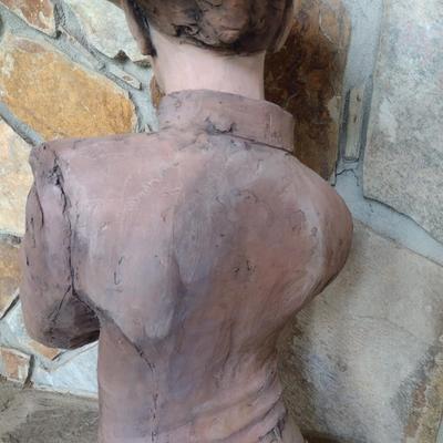 Original Terra Cotta Cowgirl Sculpture Signed by Rodney Shaw