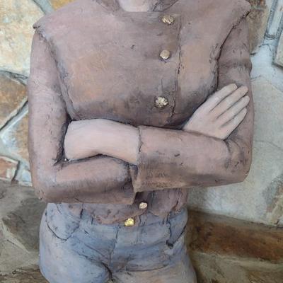 Original Terra Cotta Cowgirl Sculpture Signed by Rodney Shaw
