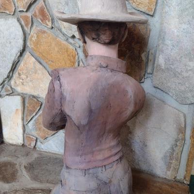 Original Terra Cotta Cowgirl Sculpture Signed by Rodney Shaw