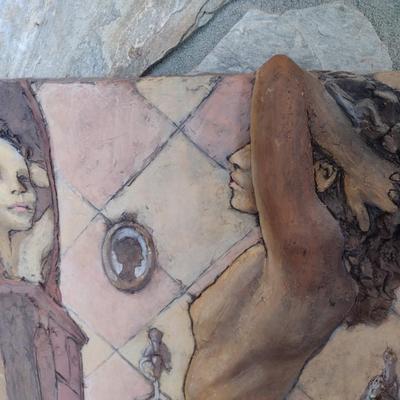 Original Terra Cotta 'Mirror Image' Sculpture Panel Signed by Rodney Shaw