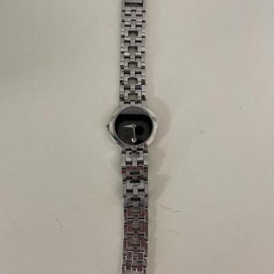 Ladie's Movado ESTIMO Black Museum Dial Stainless Steel Swiss Quartz Watch