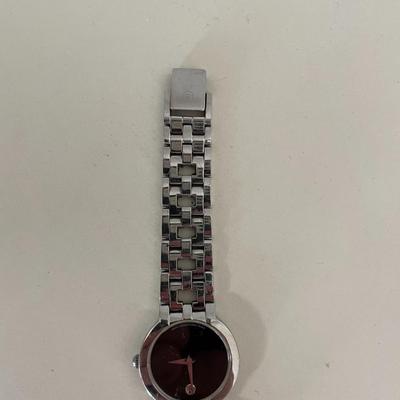 Ladie's Movado ESTIMO Black Museum Dial Stainless Steel Swiss Quartz Watch