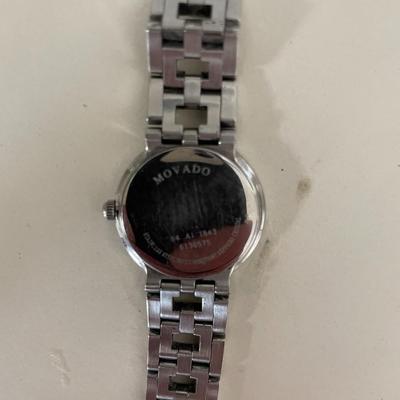 Ladie's Movado ESTIMO Black Museum Dial Stainless Steel Swiss Quartz Watch
