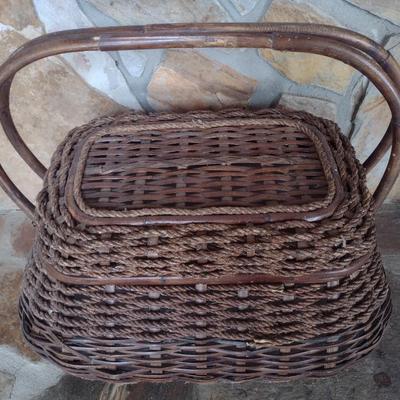 Large Rope and Rattan Weave Basket
