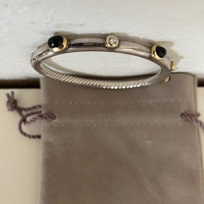 David Yurman Two-Tone Green Tourmaline Cable Bangle Bracelet