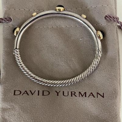 David Yurman Two-Tone Green Tourmaline Cable Bangle Bracelet