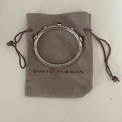 David Yurman Two-Tone Green Tourmaline Cable Bangle Bracelet