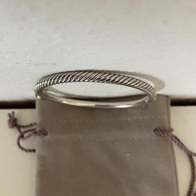 David Yurman Two-Tone Green Tourmaline Cable Bangle Bracelet