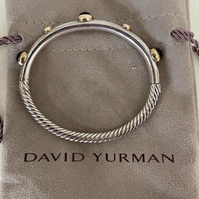 David Yurman Two-Tone Green Tourmaline Cable Bangle Bracelet