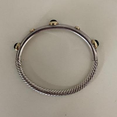 David Yurman Two-Tone Green Tourmaline Cable Bangle Bracelet
