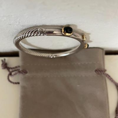 David Yurman Two-Tone Green Tourmaline Cable Bangle Bracelet