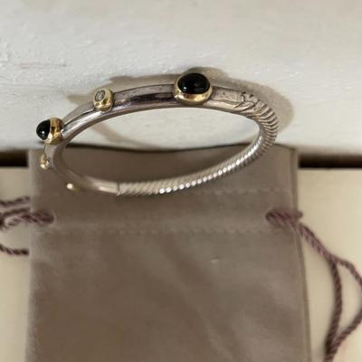 David Yurman Two-Tone Green Tourmaline Cable Bangle Bracelet