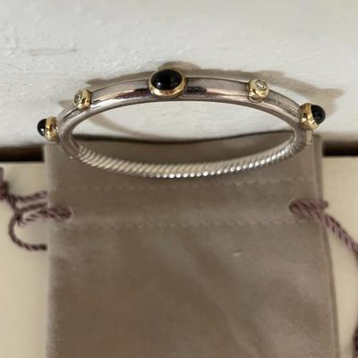 David Yurman Two-Tone Green Tourmaline Cable Bangle Bracelet