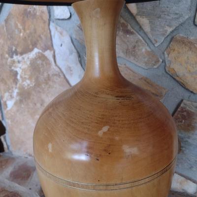Bobby Phillips Original Turned Wood Maple Post Table Lamp with Shade Choice B