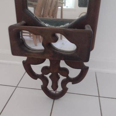 Large Wood Framed Hall Tree Wall Mirror