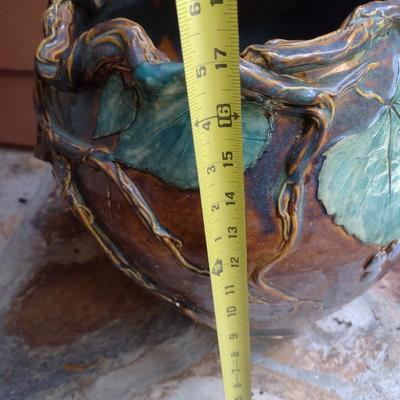 Hand Thrown Pottery Vase Grape Vine Theme
