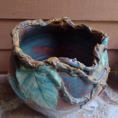Hand Thrown Pottery Vase Grape Vine Theme