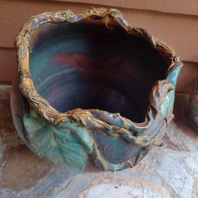 Hand Thrown Pottery Vase Grape Vine Theme