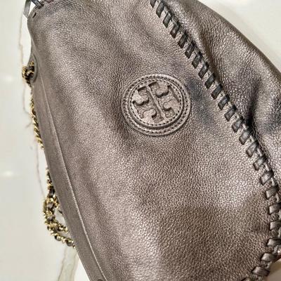 Gray leather Tory Burch purse
