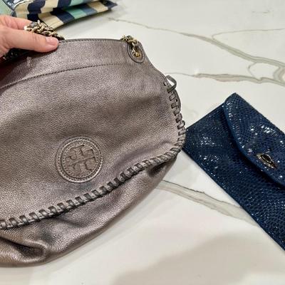Gray leather Tory Burch purse