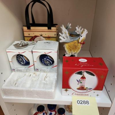 Lot of Christmas Tree ornaments and Decor Baltimore Ravens , Metal Card holder Deer