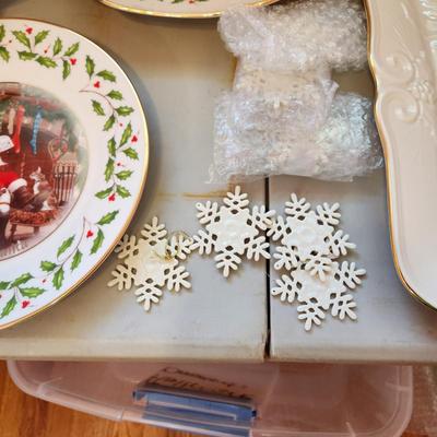 Lot of Christmas Decor Lenox Plates Ornaments and Decor