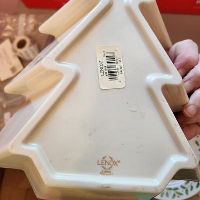 Lot of Christmas Decor Lenox Plates Ornaments and Decor