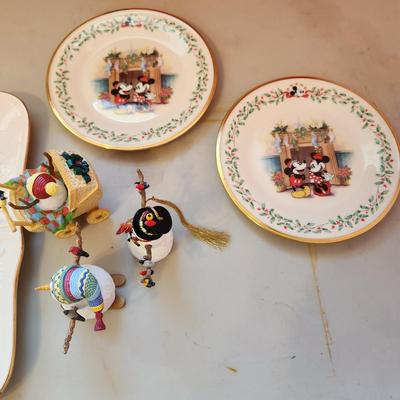 Lot of Christmas Decor Lenox Plates Ornaments and Decor