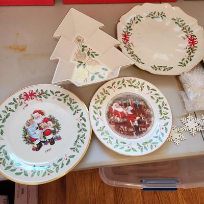 Lot of Christmas Decor Lenox Plates Ornaments and Decor